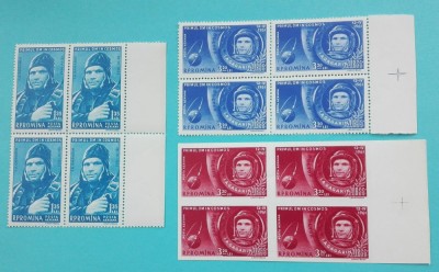 TIMBRE ROMANIA LP516+516a/1961 Primul om in cosmos -Bloc de 4 timbre MNH foto