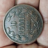 Finlanda 10 pennia 1865 , detalii