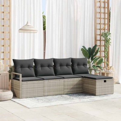 vidaXL Set de canapele pentru grădină 5 pcs Gri deschis Rattan poli 3360493 foto