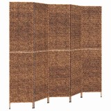 Cumpara ieftin Paravan de camera cu 5 panouri maro, 205x180 cm, zambila de apa