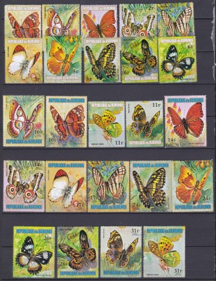 DB1 Fauna Fluturi 1973 Burundi 24 v. MNH foto
