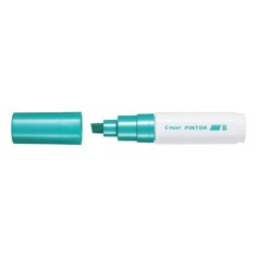 Marker cu vopsea pe baza de apa, varf tesit 8mm Pilot Pintor Metalic, verde metalizat