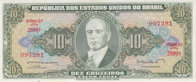 Bancnota Brazilia 10 Cruzeiros (1962) - P177a UNC foto