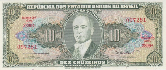 Bancnota Brazilia 10 Cruzeiros (1962) - P177a UNC