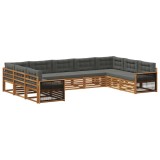 vidaXL Set de canapele de exterior cu pernă 9 pcs Natural și Antracit 3383835