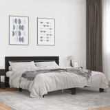 VidaXL Cadru de pat, negru, 200x200 cm, lemn prelucrat și metal