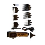 Masina de tuns profesionala Geemy GM-8051, autonomie 3h, lame otel inoxidabil, 6 piepteni, barba, par, neagra