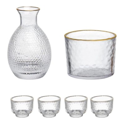 Set servire bauturi tari, sticla premium, accesorii incluse cupa si 4 pahare Platinum foto