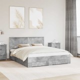 vidaXL Cadru de pat cu sertar Gri din beton 160 x 200 cm Lemn compozit 3410873