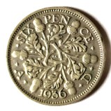 ANGLIA MAREA BRITANIE 6 SIX PENCE 1936 ARGINT XF, Europa