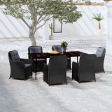 Cumpara ieftin Set de servit masa pentru grădină, 7 piese, negru