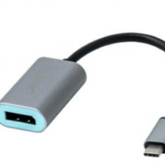 Adaptor USB-C la DisplayPort v1.2, 4K UltraHD, 60Hz, metal, i-Tec, cablu 15cm, negru