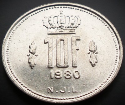 Moneda 10 FRANCI - LUXEMBURG, anul 1980 * cod 2498 = UNC foto