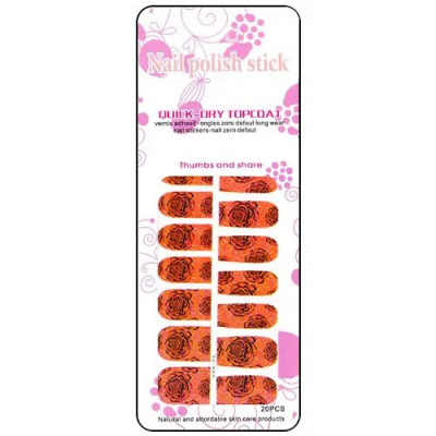 Stickere roșii nail art cu imprimeu cu trandafir foto