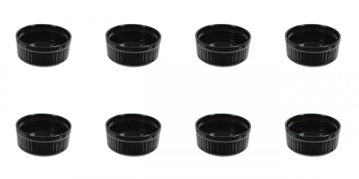 Set boluri, 8 piese, 60 ml, Portelan, Negru