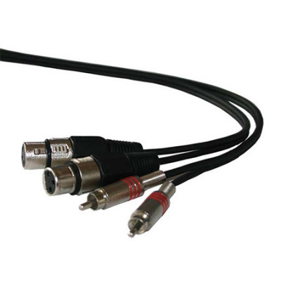 Cablu 2 x RCA tata - 2 XPR tata, lungime 3 m, Negru foto