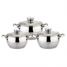 Set oale bombate din inox Bohmann, 6 piese, capace isticla incluse, maner inox