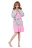 PJM69-518 Halat pufos cu cordon in talie, model cu urechi, L, M