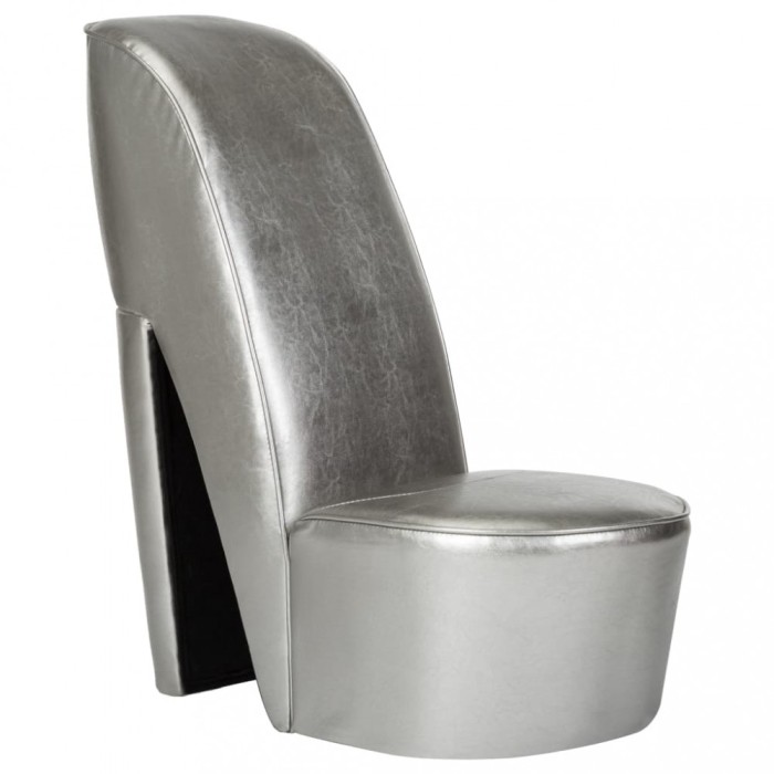 vidaXL Scaun, design toc &icirc;nalt, argintiu, piele ecologică