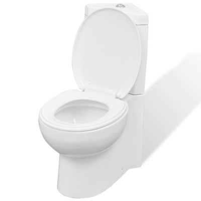 Vas toaleta din ceramica, wc baie de colt, alb foto
