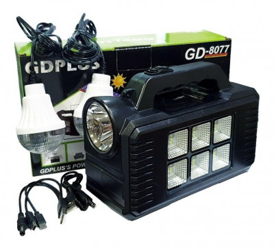 Kit iluminat LED cu panou solar, 2 becuri LED, incarcare dispozitive mobile foto