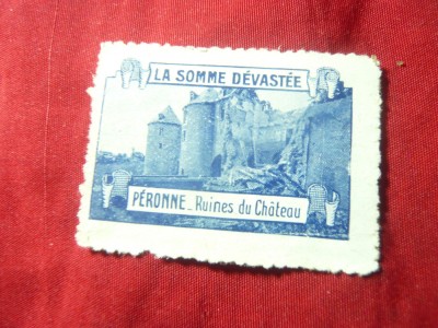 Vigneta comemorativa Franta - Castel Peronne in ruine foto