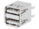 Soclu USB A THT Dublu Drept