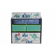 Dulap depozitare jucarii Dinozauri U-Grow, 63 x 30 x 60 cm, 6 sertare, lemn