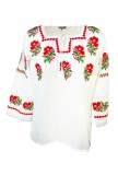 Bluza tip ie traditionala, dama ML 237 alb/albastru cardinal, marime L