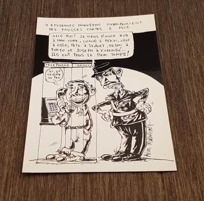 arte Poștală Umoristică 1998 &amp;ndash; Studenți și Cartele False, Desen R&amp;eacute;mi Malingrey pentru Lib&amp;eacute;ration, Les Humoristes de Presse foto