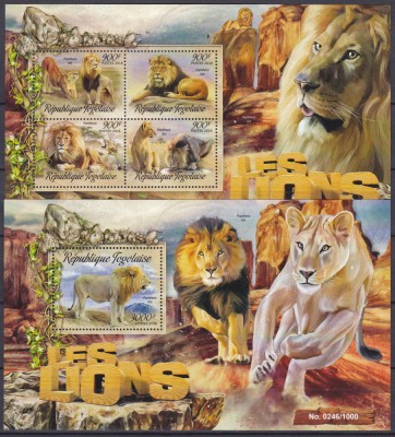 DB1 Fauna Africana Togo Tiraj 1000 Lei MS + SS MNH foto