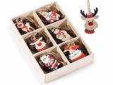 Set 36 ornamente brad Craciun lemn multicolor cm 3 x 6 H