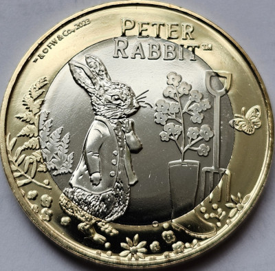 2 pounds 2023 Pitcairn Island, Peter Rabbit, Brilliant uncirculated, Charles III foto