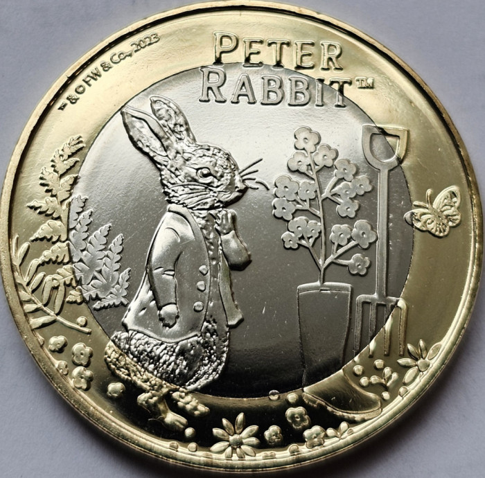 2 pounds 2023 Pitcairn Island, Peter Rabbit, Brilliant uncirculated, Charles III