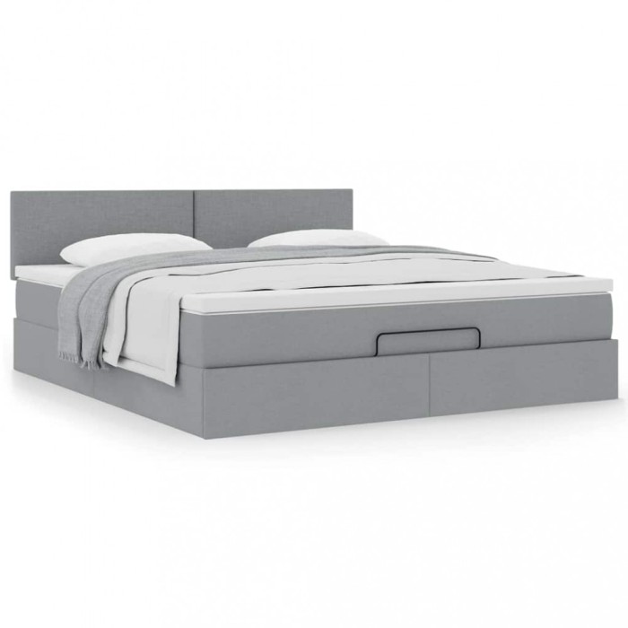 Gossi cadru pat otoman cu saltea tesatura gri deschis 180x200cm