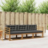 vidaXL Set de canapele de exterior cu pernă 3 pcs Natural și Antracit 3367110