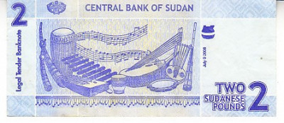 M1 - Bancnota foarte veche - Sudan - 2 Pound - 2006 foto