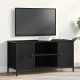 vidaXL Dulap TV, stejar negru, 100x40x50 cm, lemn prelucrat și oțel