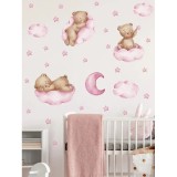 Cumpara ieftin Sticker Perete Autocolant Ursulet pe Nori Roz - 63x80cm - 784754
