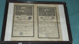 certificat de nastere + certificat cununie din 1937 - 1969 inramat tablou
