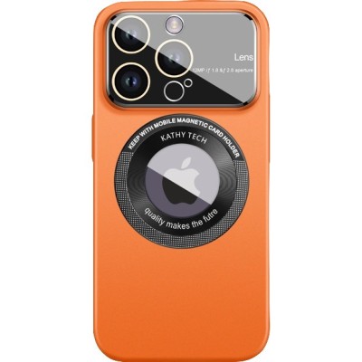 Husa protectie magsafe kathy tech, flippy, pentru apple iphone 13, dublu cerc, portocaliu foto