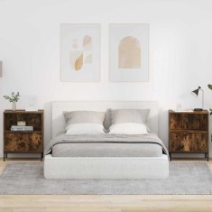 vidaXL Mese de noptieră cu sertar 2 pcs Stejar afumat 49 x 36 x 61 cm 883485
