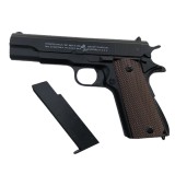Cumpara ieftin Pistol de jucarie, metalic, calibru 6 mm, cu 300 de bile incluse, propulsie mecanica cu arc, capacitate incarcator 15 bile, negru