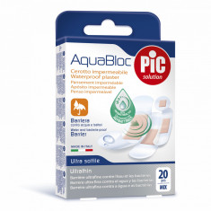 Plasturi rezistenti la apa PIC SOLUTION AQUABLOC mix 4 dimensiuni cu solutie