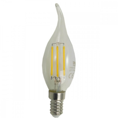 Bec LED flacara cu filament, E14, 4W, 3000K foto