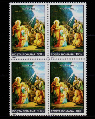 RO 1995 / LP 1399 , &amp;quot;Craciun 1995&amp;quot;,bloc de 4 ,MNH foto