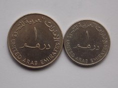 LOT 2 MONEDE DIFERITE DIRHAM-EMIRATELE ARABE UNITE-1973,1998 foto