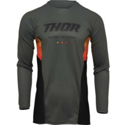 Tricou cross/atv Thor Pulse React, gri/portocaliu, marime S foto