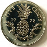 BAHAMAS 5 CENTS 1972 PROOF,( Ananas -Ananas comosus), America Centrala si de Sud, Cupru-Nichel