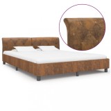 Cumpara ieftin Cadru de pat, maro, 180 x 200 cm, piele &icirc;ntoarsă ecologică